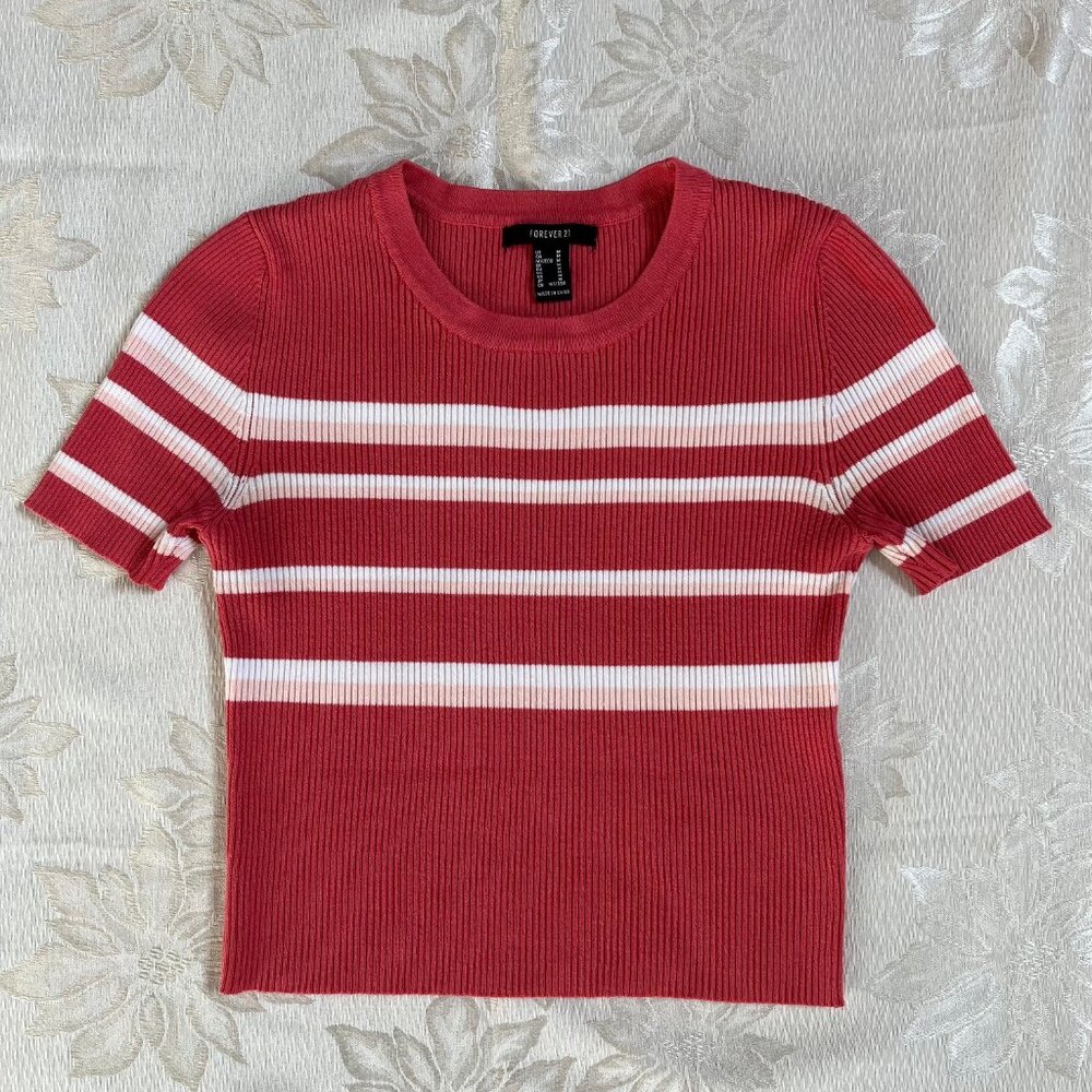Forever 21 Striped Ribbed Crop Top
